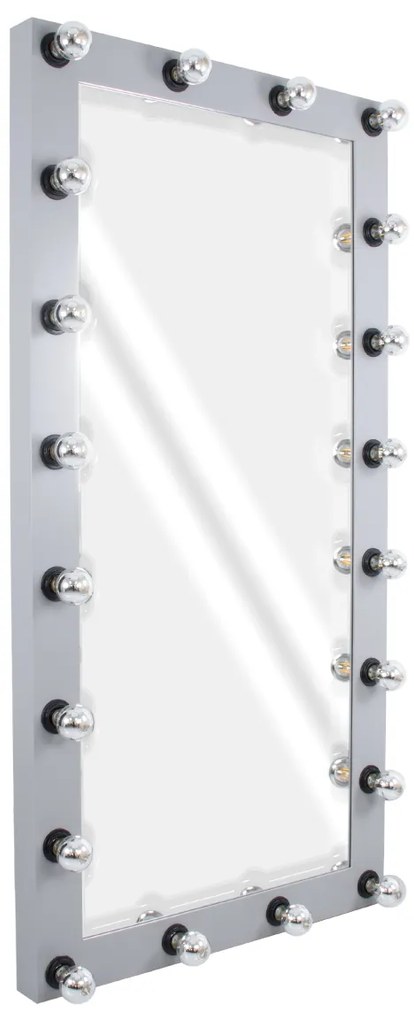 MIRROR-160x80-3 GloboStar®  MAKEUP MIRROR-160x80-3 Μοντέρνος Καθρέπτης Μακιγιάζ με Πλαίσιο Φυσικού Ξύλου με Διακόπτη On/Off 20 x E27 AC220-240V - Μ80 x Π7 x Υ160cm - Γκρι Τσιμέντου