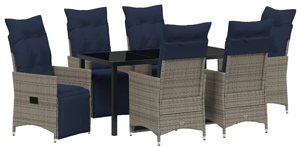 vidaXL Σέτ φαγητού για κήπο 7 pcs Γκρι συνθετικό ρατάν