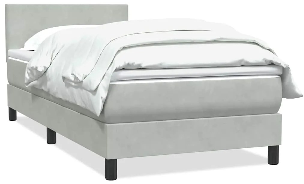 vidaXL Κρεβάτι Boxspring με Στρώμα Ανοιχτό Γκρι 80x210 εκ. Βελούδινο