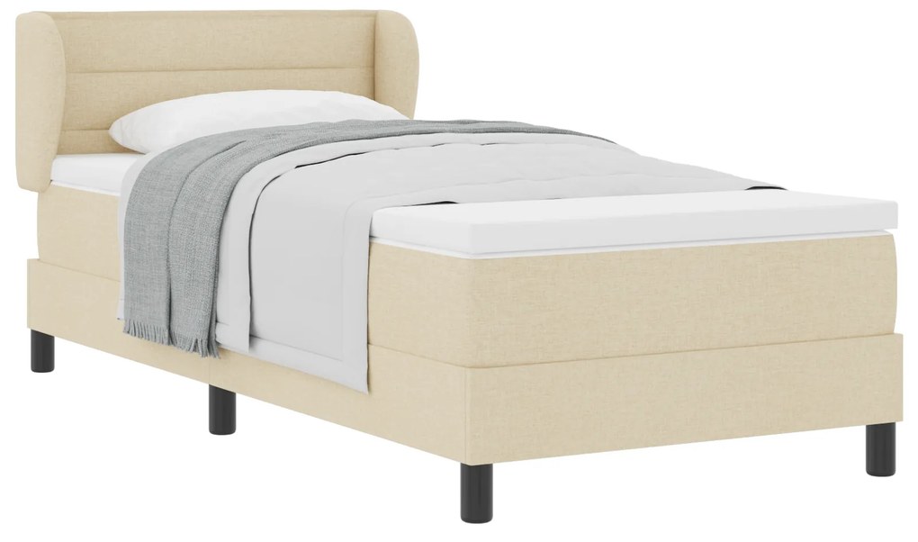 vidaXL Κρεβάτι Box Spring με στρώμα Κρεμ 100x200 εκ. Υφάσματος