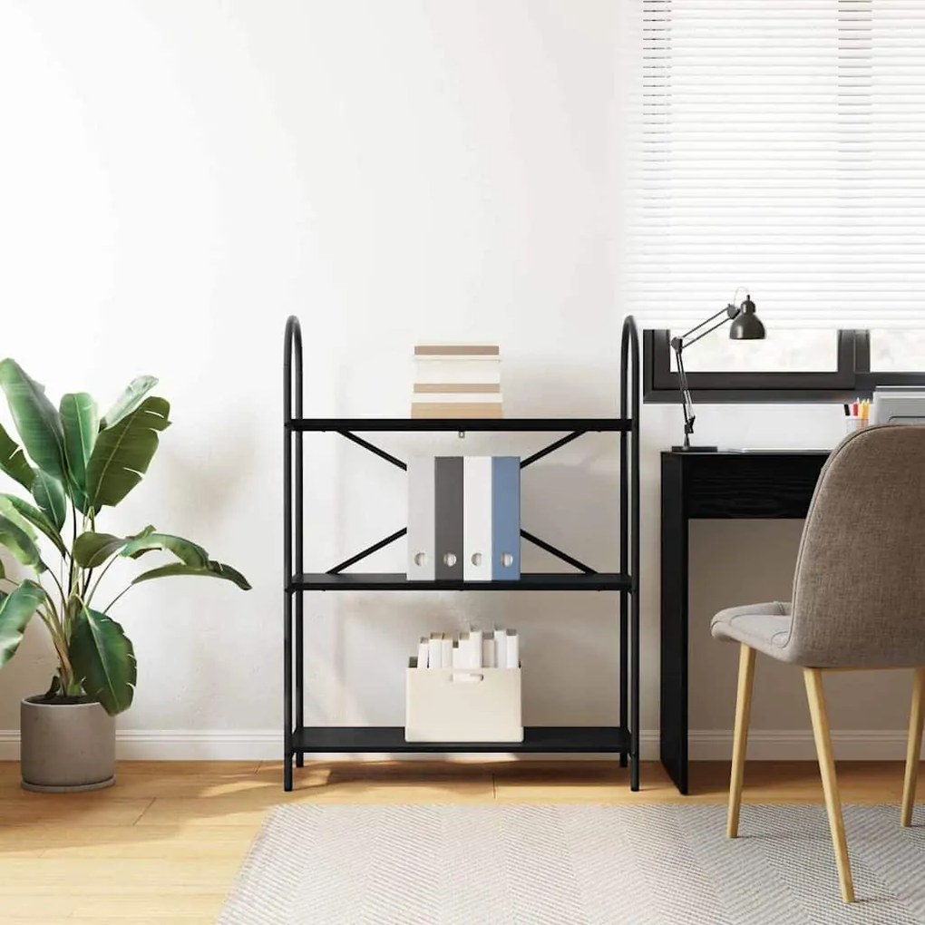 vidaXL Ράφι Βιβλίων Μαύρη Οξυά 80 x 30 x 109 εκ Επεξεργασμένο ξύλο