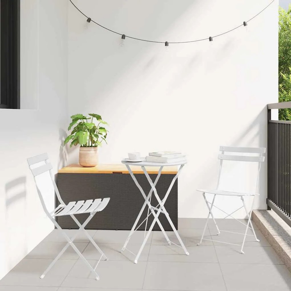 vidaXL Φορητό Σετ Μπιζερί 3 pcs Λευκό Ατσάλι