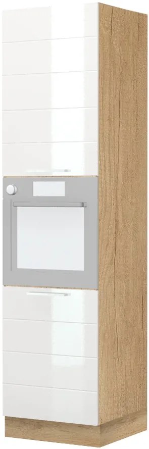 Επιδαπέδιο ντουλάπι φούρνου ψηλό Hudson K23-60-2KR-Φυσικό - Λευκό - 60.00Χ60.00Χ235.00cm