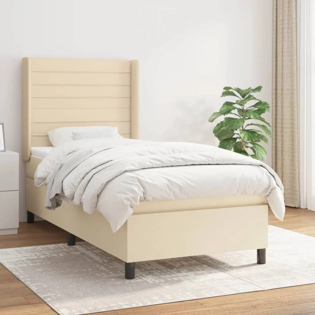 ΚΡΕΒΑΤΙ BOXSPRING ΜΕ ΣΤΡΩΜΑ ΚΡΕΜ 100 X 200 ΕΚ. ΥΦΑΣΜΑΤΙΝΟ 3131494