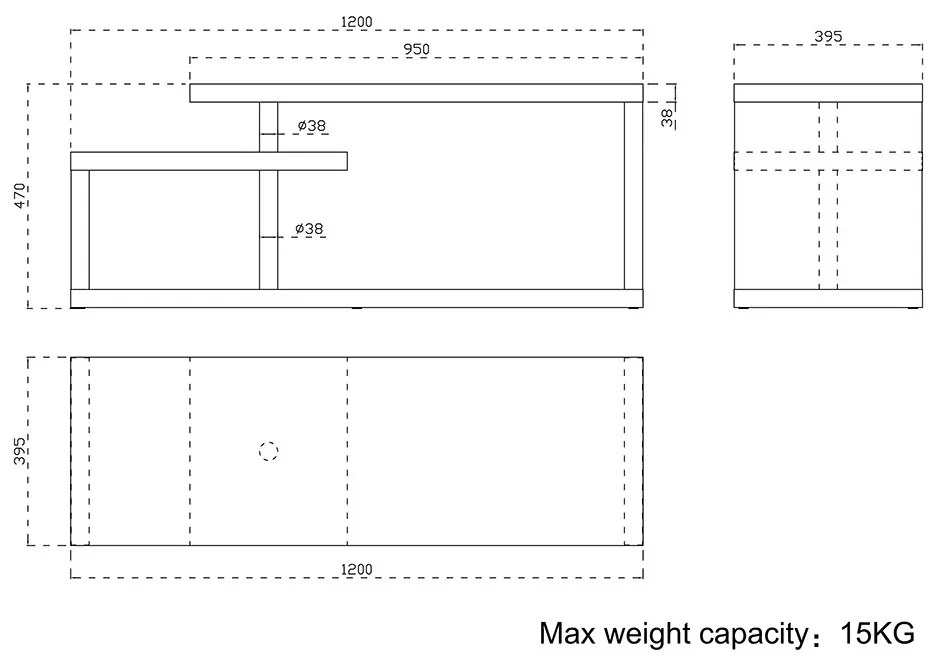 KIVOS TV STAND SONOMA 120x39,5xH47cm - 05-0476 - 05-0476