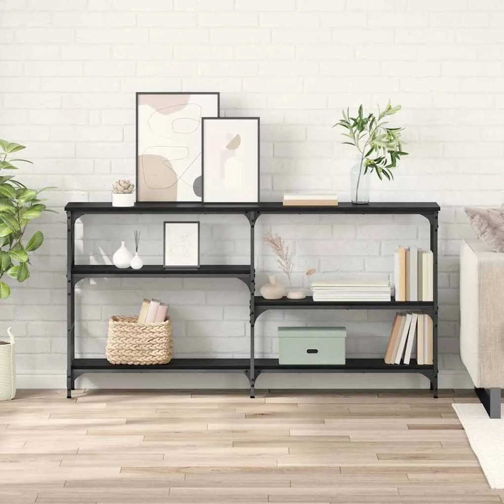 Τραπέζι κονσόλας με ράφι Μαύρη Οξυά 150 x 29 x 76,5 εκ