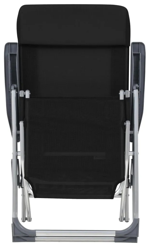 vidaXL Καρέκλες Κάμπινγκ Πτυσσόμ. με Υποπόδια 2 τεμ. Μαύρες Textilene