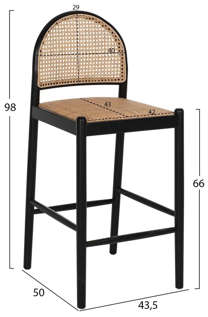 ΣΚΑΜΠΟ ΑΠΟ ΟΞΙΑ-RATTAN ΑΨΙΔΑ ΠΛΑΤΗ ΜΑΥΡΟ 43,5x50x98ΥεκHM9408.02