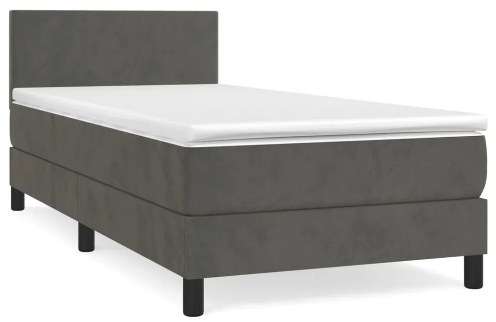 ΚΡΕΒΑΤΙ BOXSPRING ΜΕ ΣΤΡΩΜΑ ΣΚΟΥΡΟ ΓΚΡΙ 90X200 ΕΚ. ΒΕΛΟΥΔΙΝΟ 3141162