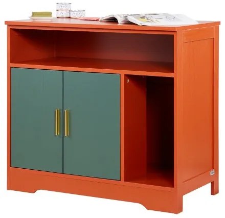 VEVOR Cat Litter Box Enclosure, 79.2 cm Hidden Litter Box Cabinet with Shelf &amp; Storage, Modern Style Indoor Cat Washroom, Wooden Kitty House Furniture End Table, Fit Most Litterboxes, Red &amp; Green