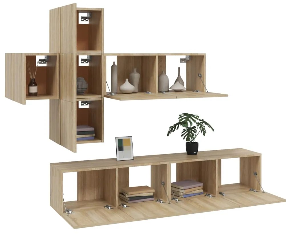 vidaXL Σετ Επίπλων Τηλεόρασης 7 Τεμαχίων Sonoma Δρυς Επεξ. Ξύλο