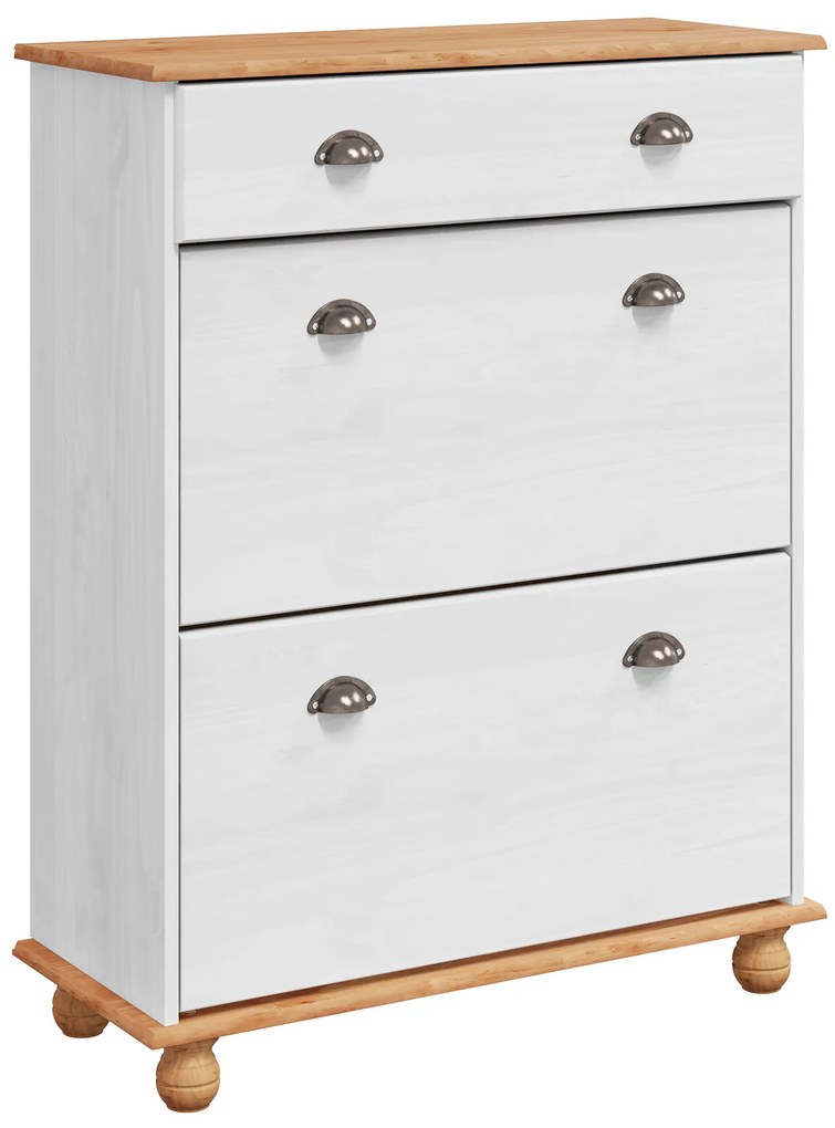 vidaXL Ντουλάπι Παπουτσιών  ASKIM Λευκό 85x35x108 εκ. Μασίφ Ξύλο Πεύκου