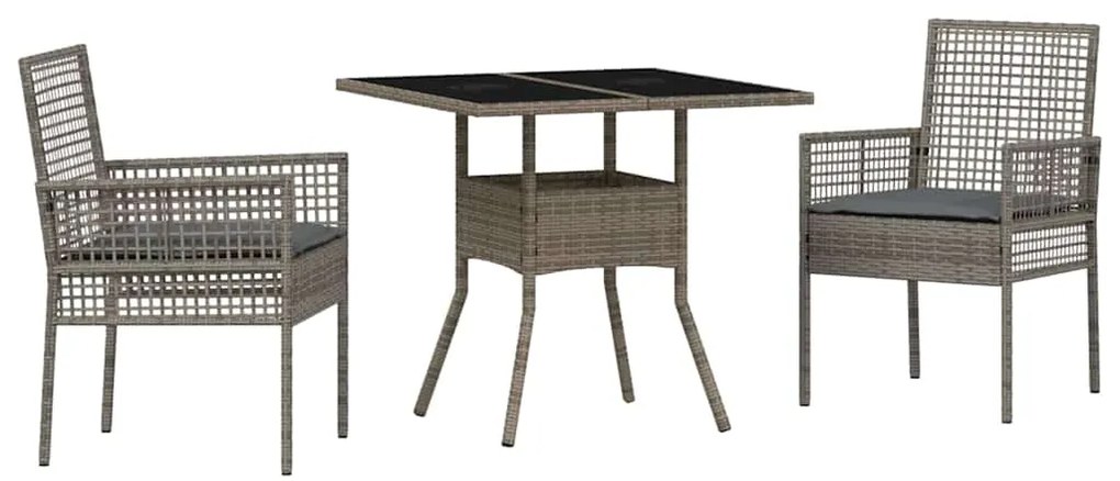 vidaXL Σέτ φαγητού για κήπο 3 pcs Γκρι συνθετικό ρατάν