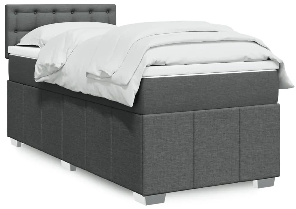 vidaXL Κρεβάτι Boxspring με Στρώμα Σκούρο Γκρι 80x200 εκ. Υφασμάτινο