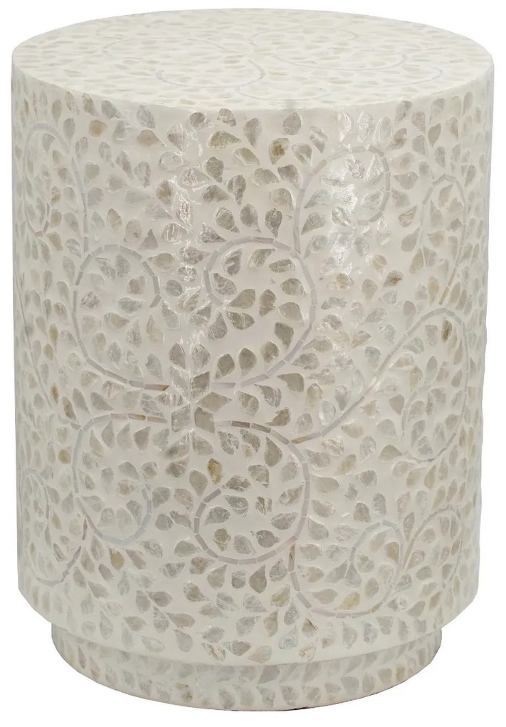 Artekko Ivory Τραπέζι Βοηθητικό Σκαμπό MDF Capiz Μπεζ (35x35x45)cm