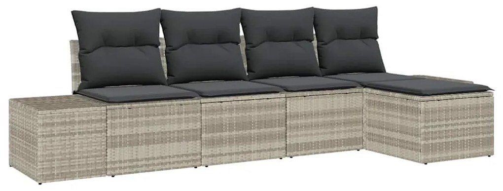 vidaXL Σετ Καναπέ Κήπου 5 pcs Ανοιχτό γκρι Πολυ rattan, βαμμένο ατσάλι