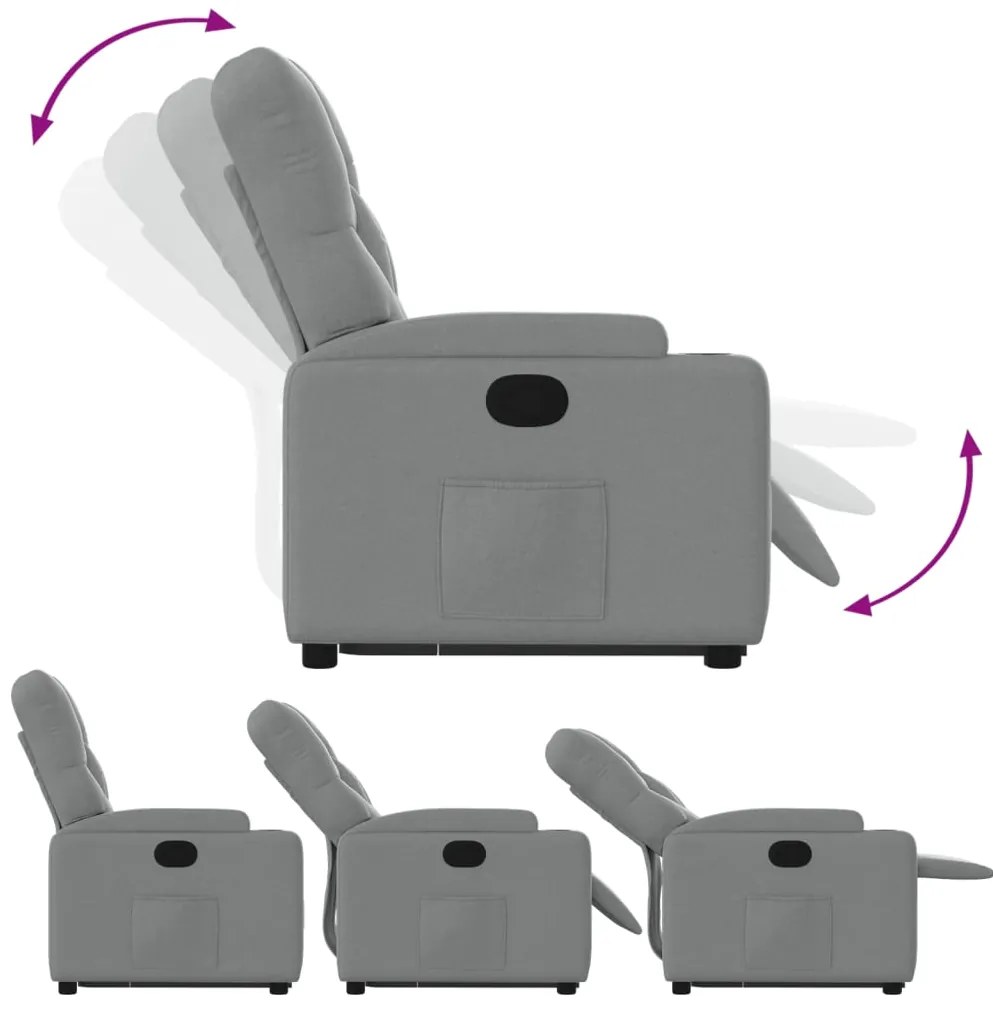 vidaXL Πολυθρόνα Ανακλινόμενη με Ανύψωση Ανοιχτό Γκρι Υφασμάτινη