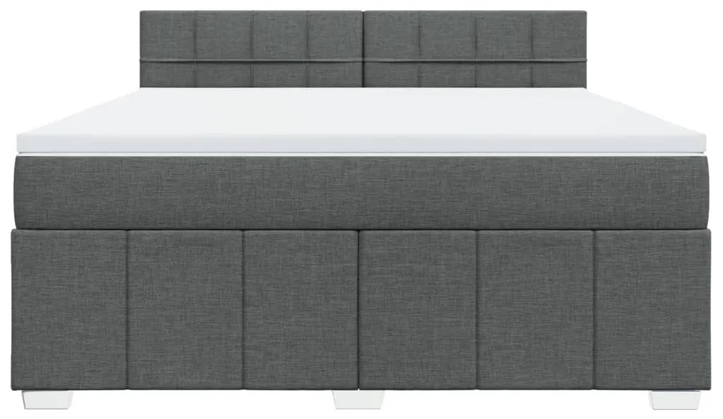 Κρεβάτι Boxspring με Στρώμα Σκούρο Γκρι 180x200 εκ Υφασμάτιν - Γκρι