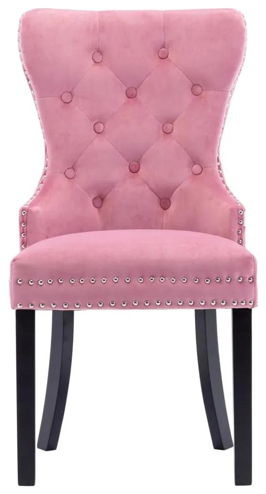 Καρέκλες Τραπεζαρίας 6 τεμ. Ροζ Βελούδινες - Ροζ