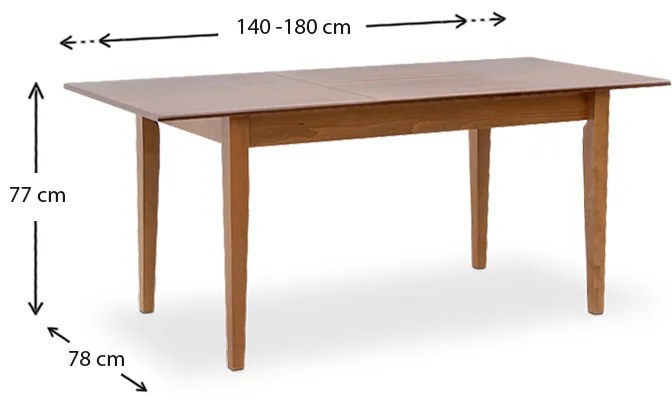 Σετ τραπεζαρίας Adare-Francis Megapap 5 τμχ μασίφ ξύλο-MDF με επεκτεινόμενο τραπέζι 140/180x78x77εκ.