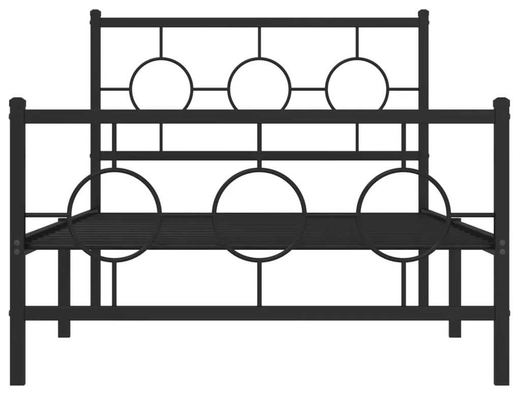 vidaXL Πλαίσιο Κρεβατιού με Κεφαλάρι&Ποδαρικό Μαύρο 100x200εκ. Μέταλλο
