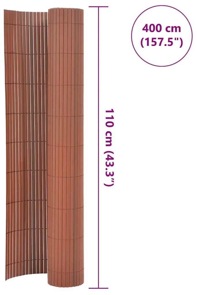 vidaXL Περίφραξη Κήπου Διπλής Όψης Καφέ 110 x 400 εκ.