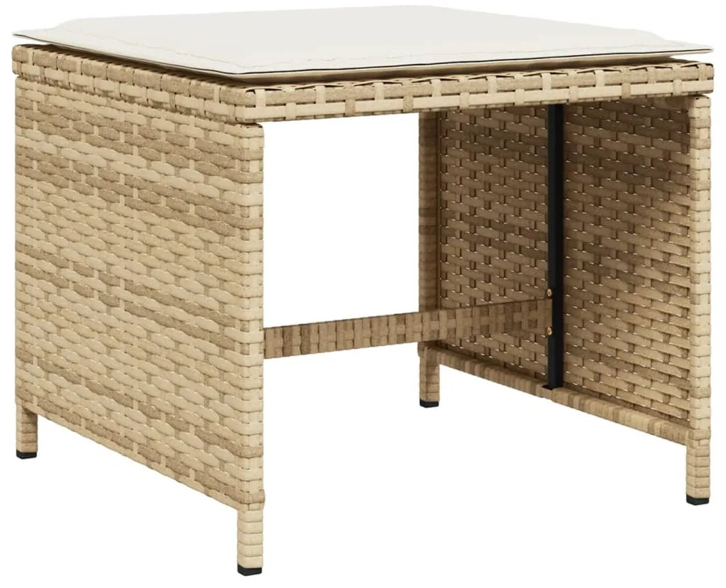 vidaXL Σετ Τραπεζαρίας Κήπου 17 τεμ. Μπεζ Συνθετικό Ρατάν με Μαξιλάρια