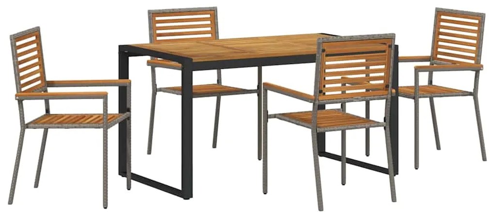 vidaXL Σέτ φαγητού για κήπο 5 pcs Γκρι, Ξύλο 140 x 80 x 75 cm