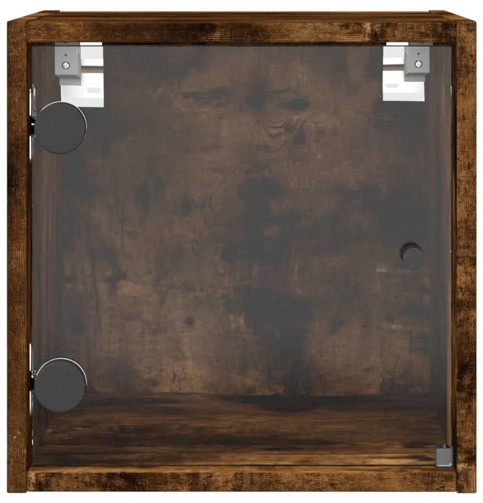 vidaXL Κομοδίνα 2 τεμ. Καπνιστή Δρυς 35x37x35 εκ. με Γυάλινες Πόρτες