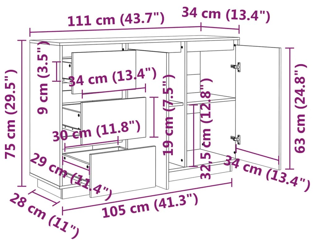 ΜΠΟΥΦΕΣ ΜΕ ΣΥΡΤΑΡΙΑ ΛΕΥΚΟΣ 111X34X75 ΕΚ. ΑΠΟ ΜΑΣΙΦ ΞΥΛΟ ΠΕΥΚΟΥ 813805