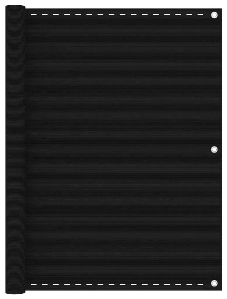vidaXL Διαχωριστικό Βεράντας Μαύρο 120 x 500 εκ. από HDPE