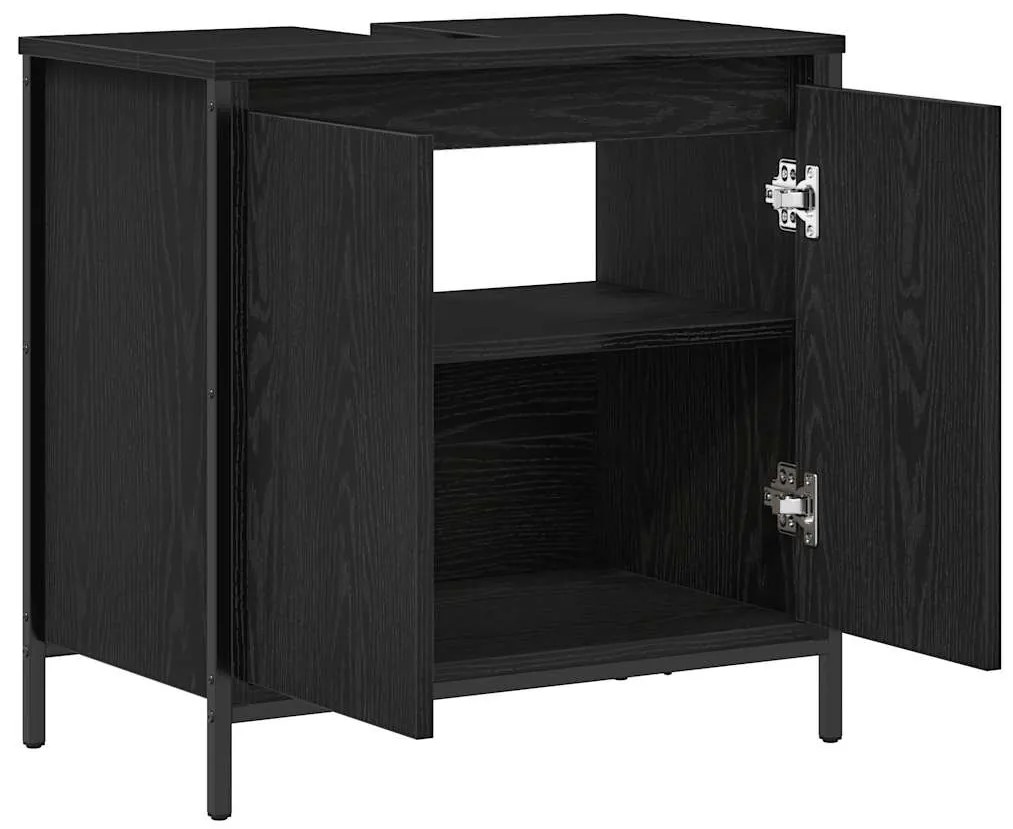 vidaXL ντουλάπι νιπτήρα μπάνιου μαύρο 60x34,5x60 εκ.