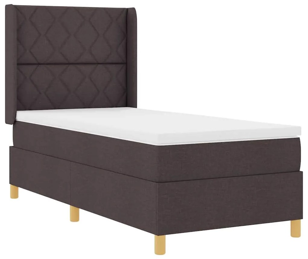 vidaXL Κρεβάτι με ελατήρια με στρώμα Καφέ 100 x 200 cm ύφασμα