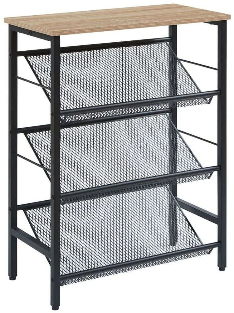 Παπουτσοθήκη Plexus 10-0048 60x30x80cm Walnut-Black Melamine, Metal