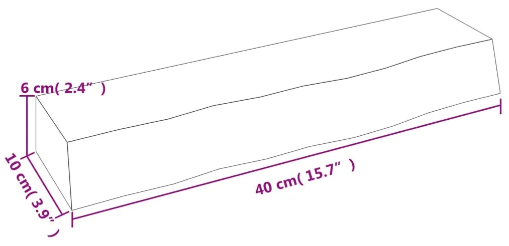 Ράφι Τοίχου 40 x 10 x 6 εκ. από Ακατέργαστο Μασίφ Ξύλο Δρυός - Καφέ