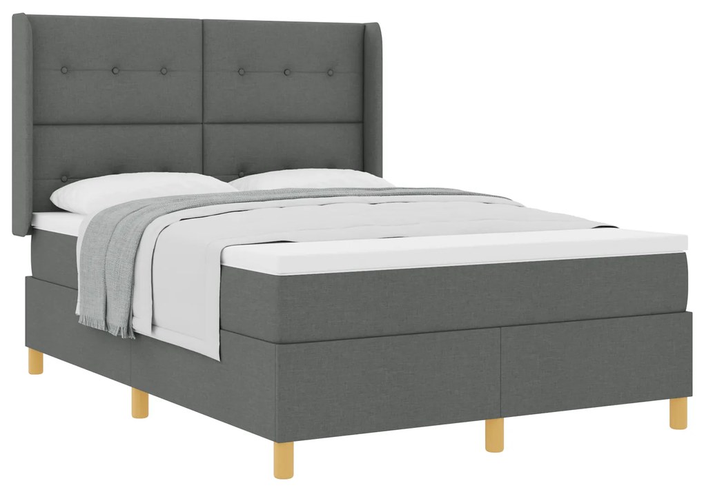 vidaXL κρεβάτι Box Spring με στρώμα Γκρι 160x200 εκ. Υφάσματος