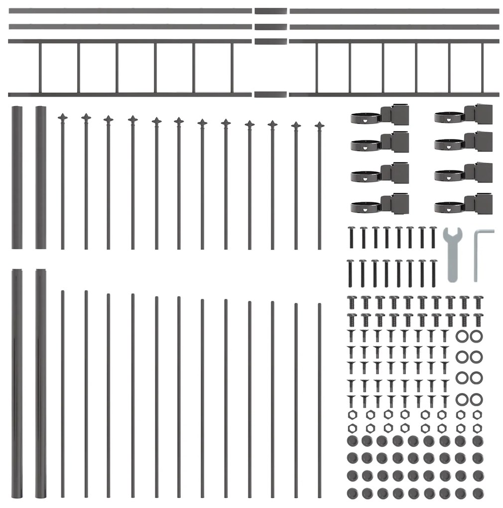 vidaXL Φράχτης κήπου με καμπύλη κορυφή, Γκρι, 6,8x2 μ, Χάλυβας