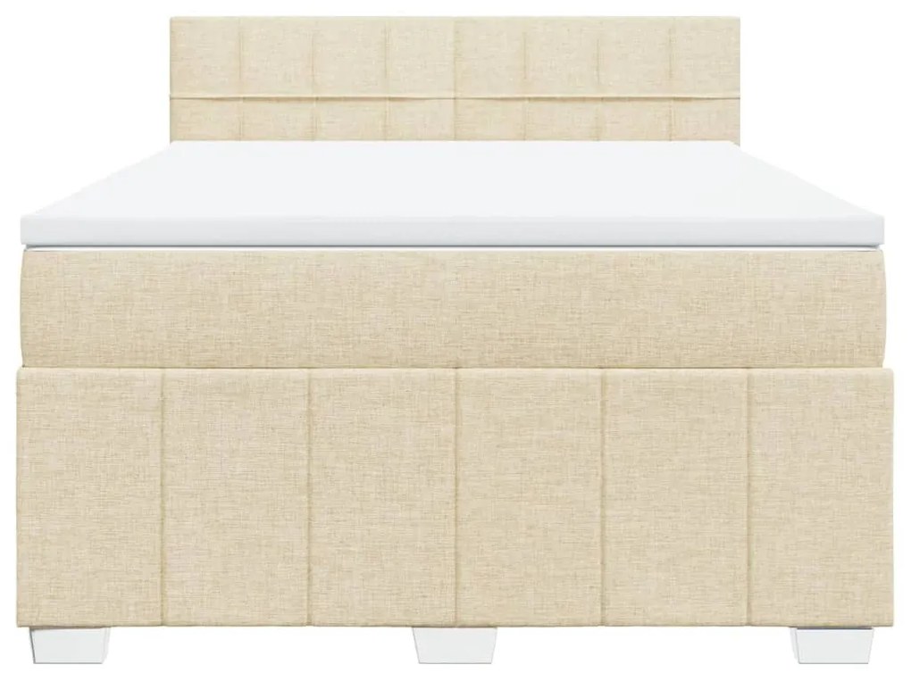 vidaXL Κρεβάτι Boxspring με Στρώμα Κρεμ 160x200 εκ. Υφασμάτινο