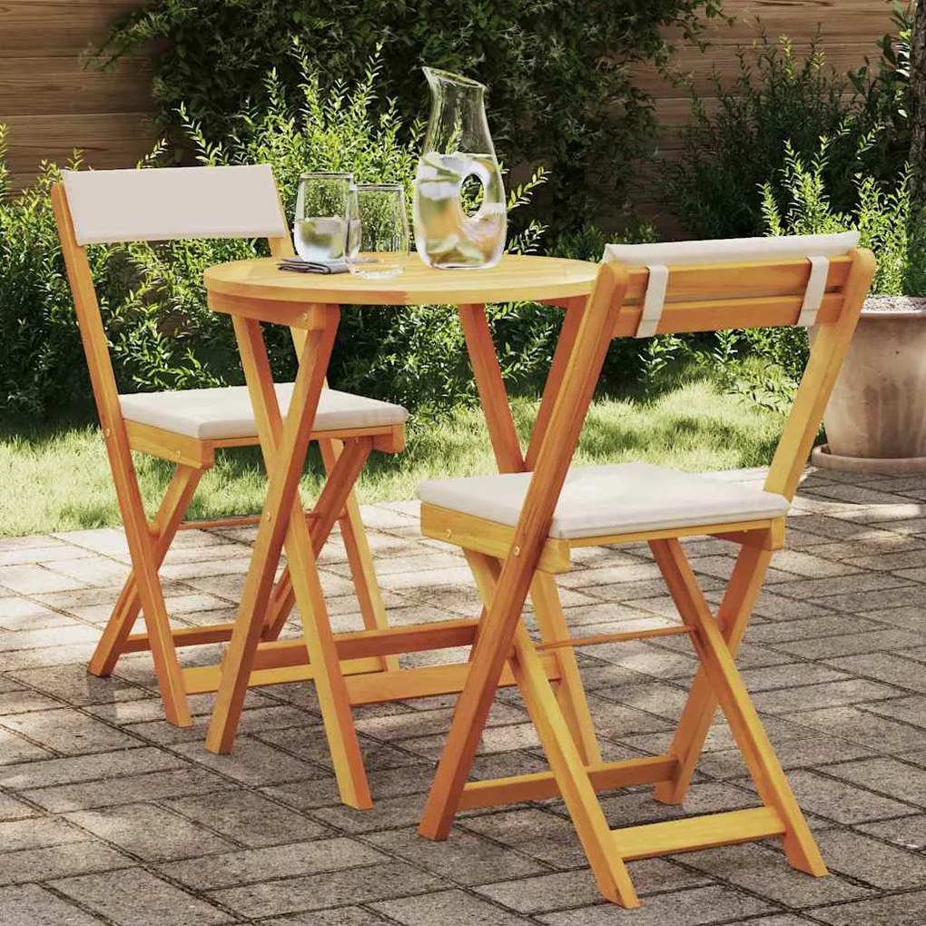 vidaXL Σετ Μπιστρό Κήπου με μαξιλάρι 3 pcs Καφέ Μασίφ ξύλο ακακίας