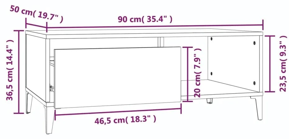 ΤΡΑΠΕΖΑΚΙ ΣΑΛΟΝΙΟΥ ΓΚΡΙ SONOMA 90X50X36,5ΕΚ. ΕΠΕΞΕΡΓΑΣΜΕΝΟ ΞΥΛΟ 821058