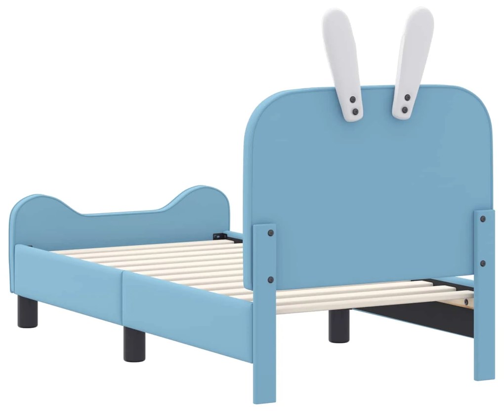 vidaXL Κρεβατική βάση για παιδιά με προσκέφαλο Μπλε 70 x 140 cm PU