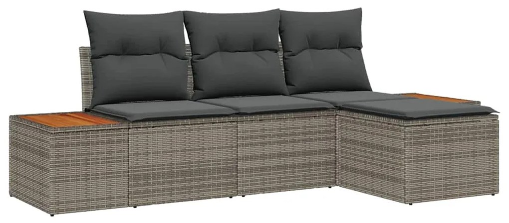 vidaXL Σετ Καναπέ Κήπου 4 pcs Γκρι 184 x 62 x 85 εκ. Πολυ ράταν