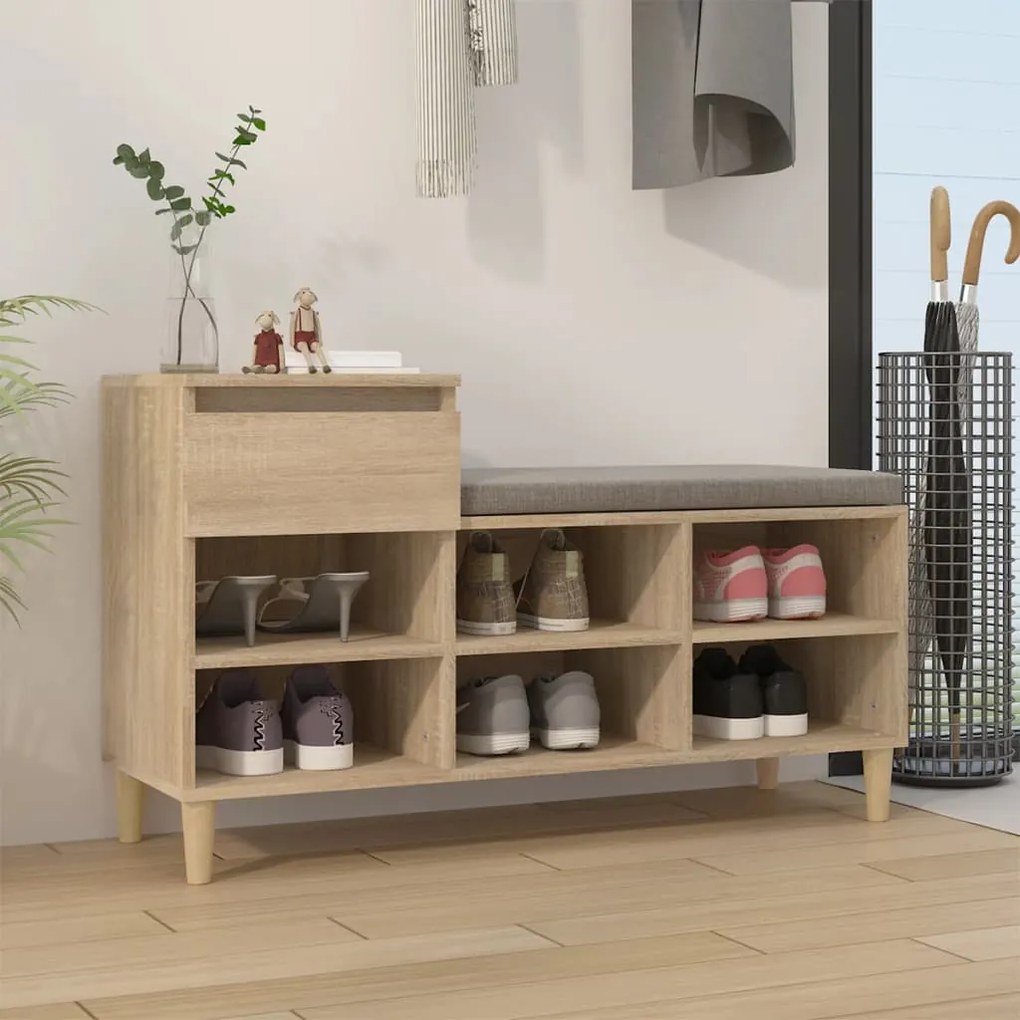vidaXL Παπουτσοθήκη Sonoma Δρυς 102x36x60 εκ. από Επεξεργασμένο Ξύλο