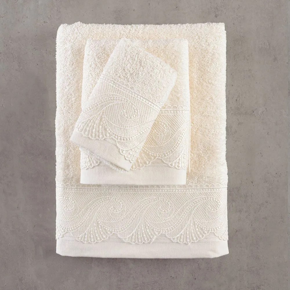 Πετσέτες Hypatia (Σετ 3τμχ) Ecru Ρυθμός Towels Set 80x150cm 100% Βαμβάκι