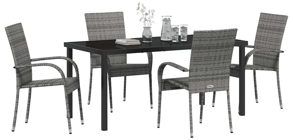 vidaXL Σέτ φαγητού για κήπο 5 pcs Γκρι Χάλυβας με επίστρωση πούδρας