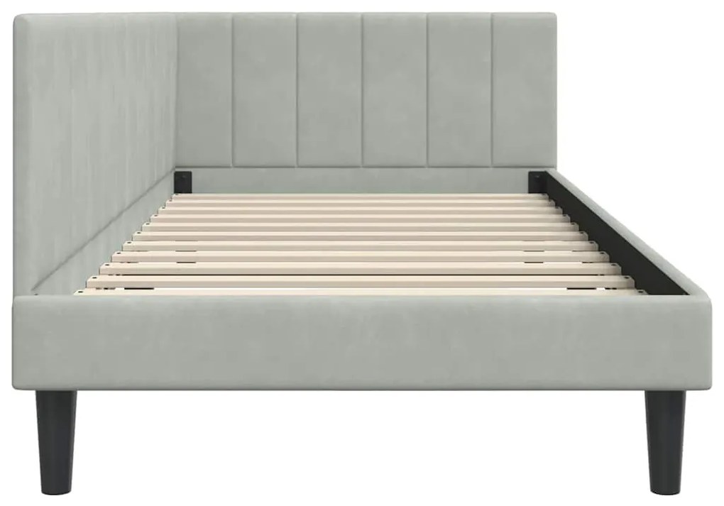 vidaXL Κρεβάτι Γωνίας με κεφαλάρι Ανοιχτό γκρι 90 x 190 cm Βελούδο