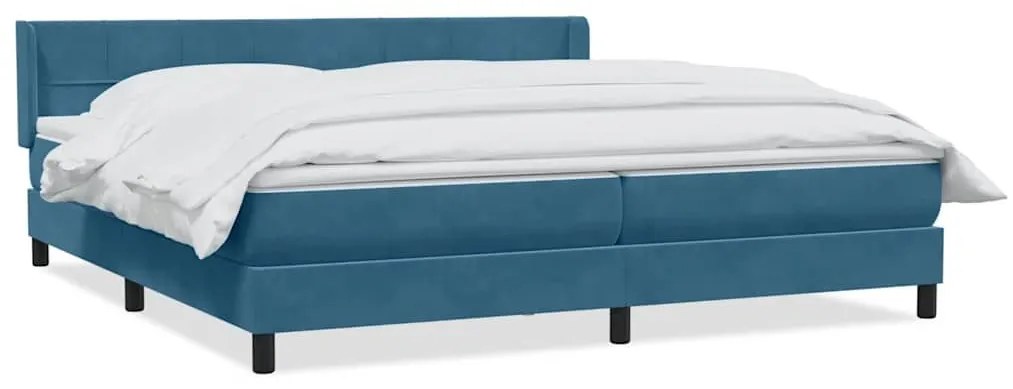 Κρεβάτι Boxspring με Στρώμα Σκούρο Μπλε 180x210 εκ. Βελούδινο - Μπλε