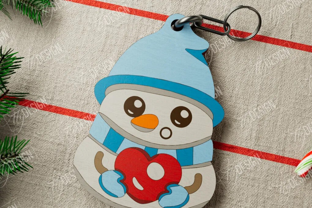 Σετ των 3 Intra απο ξύλο plywood 3mm-4mm πάχος Χριστουγεννιάτικο Μπρελόκ | Ιδέα δώρου | CNC Δίασταση 6x6 cm INTRAFABR-106460507