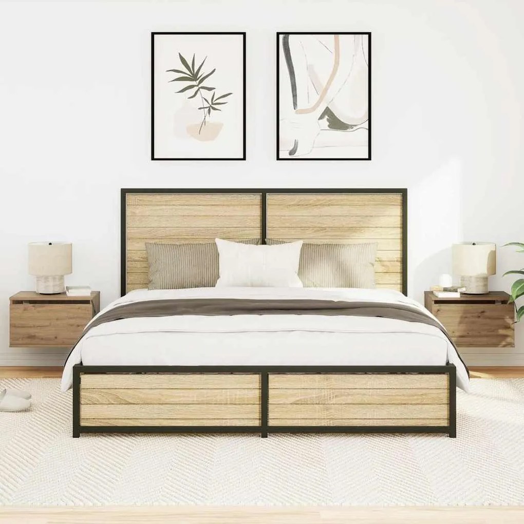 vidaXL Τοίχου κομοδίνο με συρτάρι 2 pcs Artisan Oak 50 x 36 x 30 εκ