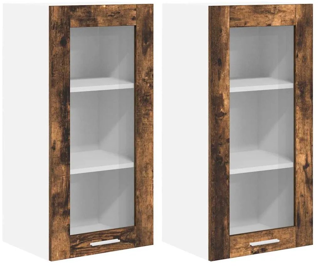 vidaXL Κρεμαστό ντουλάπι Riga 2 pcs Καπνιστό Δρύς 40 x 31 x 80 εκ.